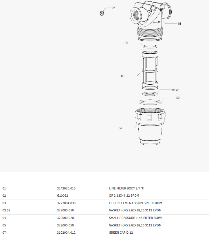 128754 - ARAG FILTER 3/4in FEMALE THREAD