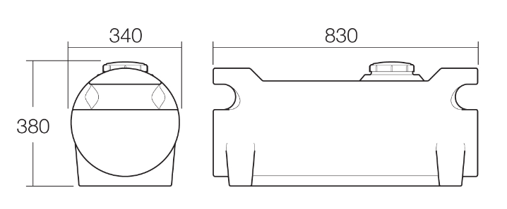 GR-60NAT - 60Lt Free Standing Tank - Natural ( 830L x 340W x 380H )