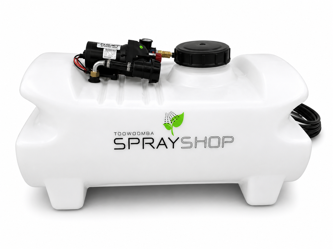 TSS-100E.15 100Ltr sprayer w/- 10mtr hose, RL10 spray gun, 60psi 15L/m Flojet pump, regulator and gauge. (830L x 520W x 400H) 16Kg dry weight.