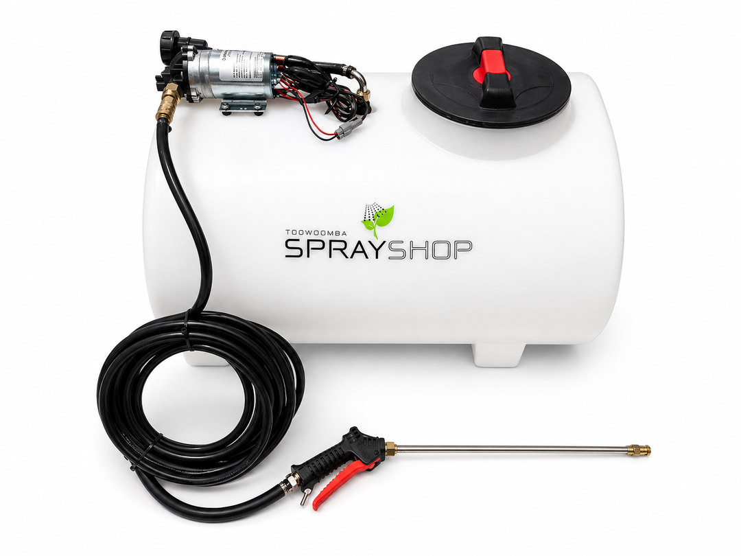 TSS-200E 200Ltr sprayer w/- 10mtr hose, RL10 spray gun, 107psi 6.8L/m Shurflo pump. (820L x 640W x 600H) 21Kg dry weight.